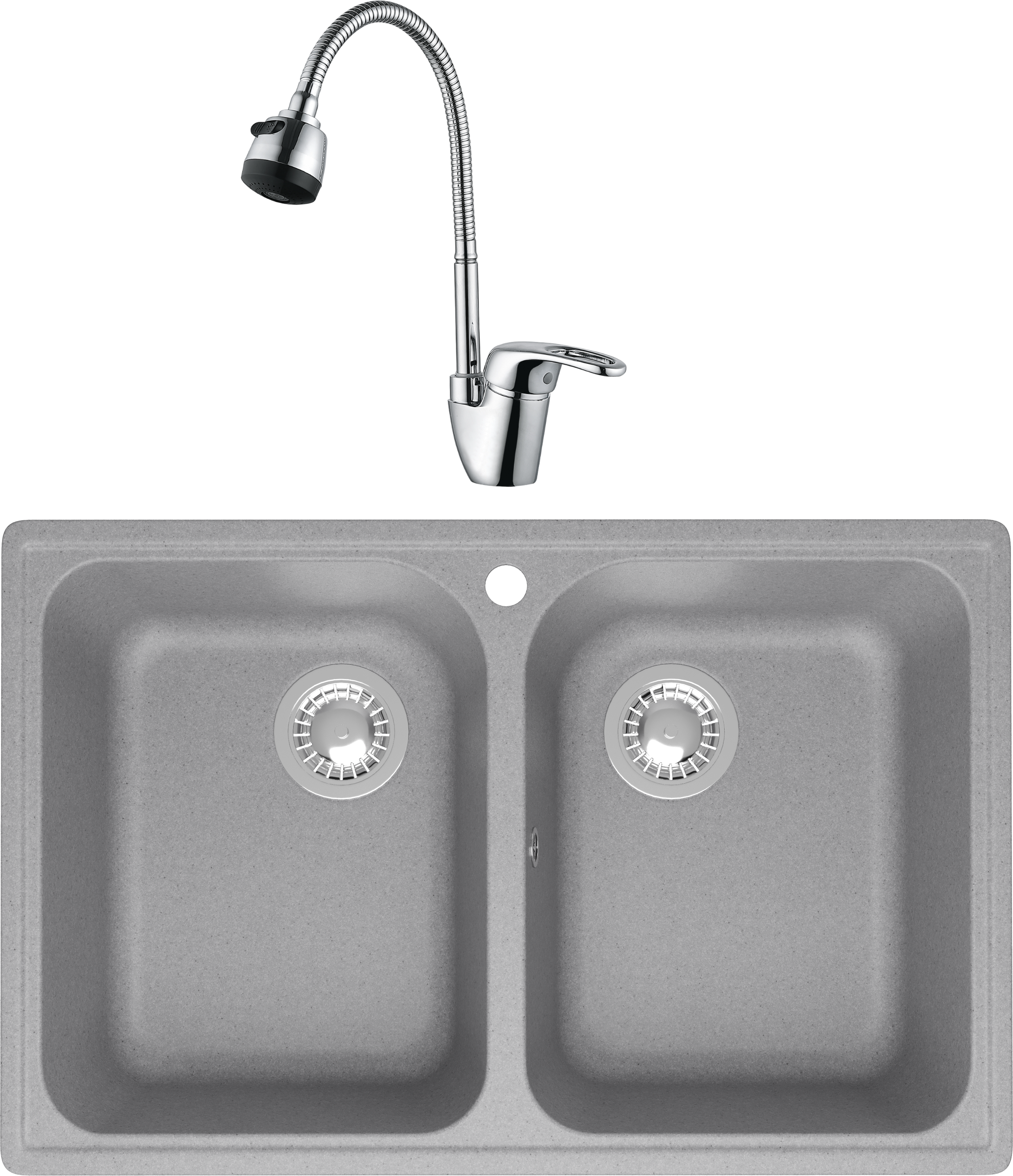 Комплект Мойка Domaci Болонья М-260-006, светло-серая + Смеситель Ливорно WFD04163B