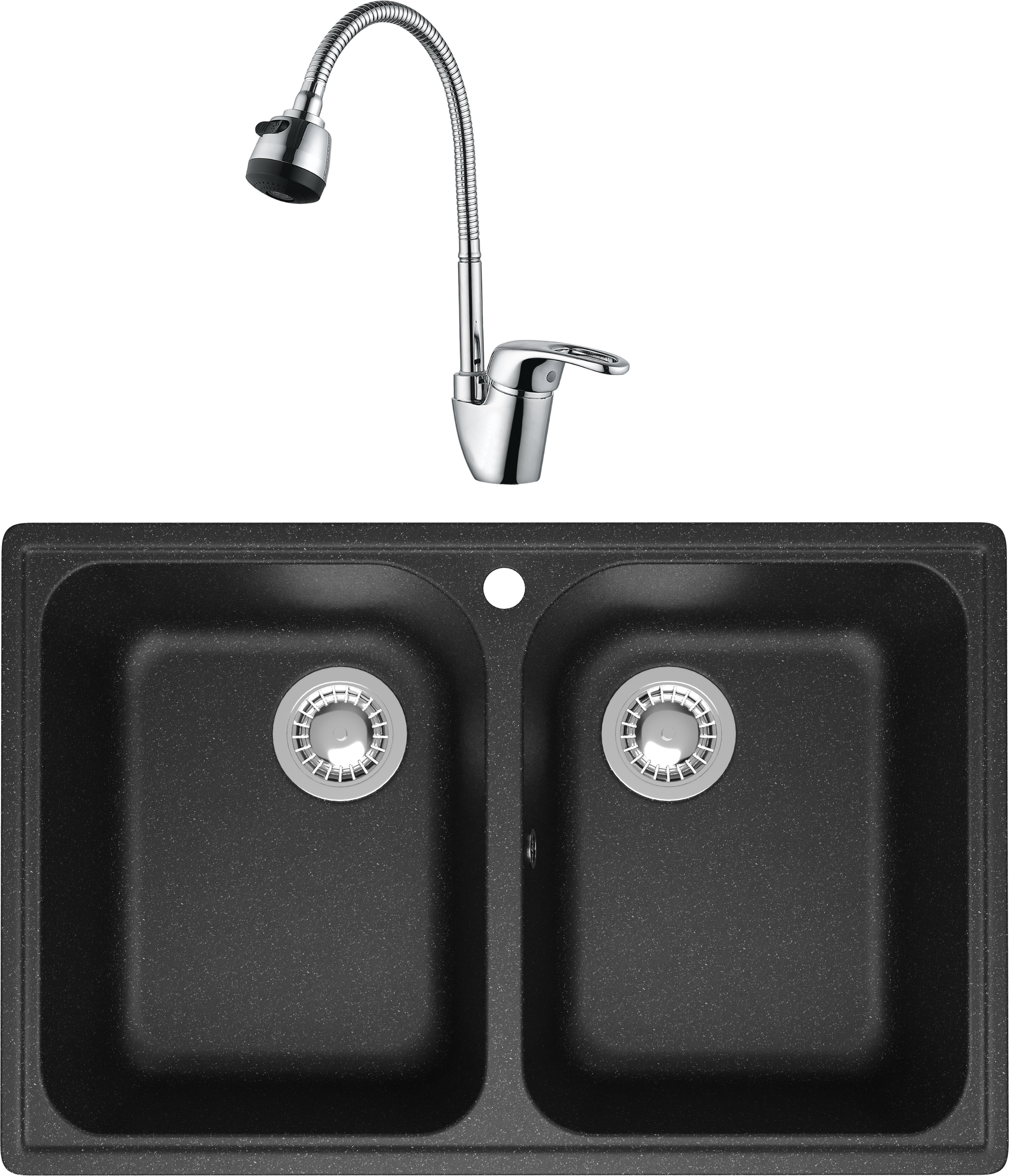 Комплект Мойка Domaci Болонья М-260-007, антрацит + Смеситель Ливорно WFD04163B