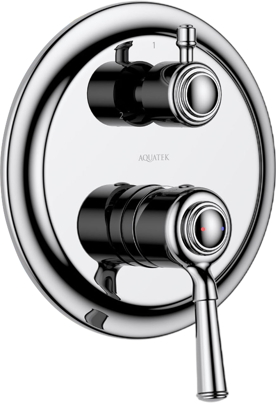 Встраиваемый смеситель для душа и ванны AQUATEK Классик AQ1547CR С ВНУТРЕННЕЙ ЧАСТЬЮ, 3 режима, хром