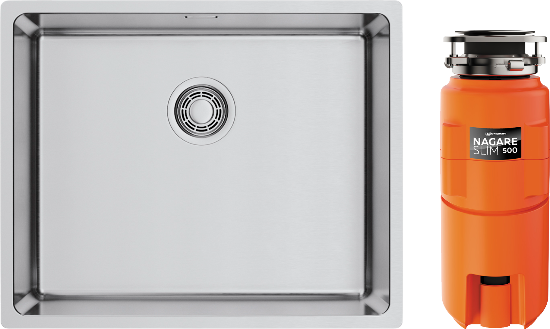 Комплект Мойка Omoikiri TADZAVA 54-U/I-IN ULTRA 15, нержавеющая сталь + Измельчитель Nagare slim 500
