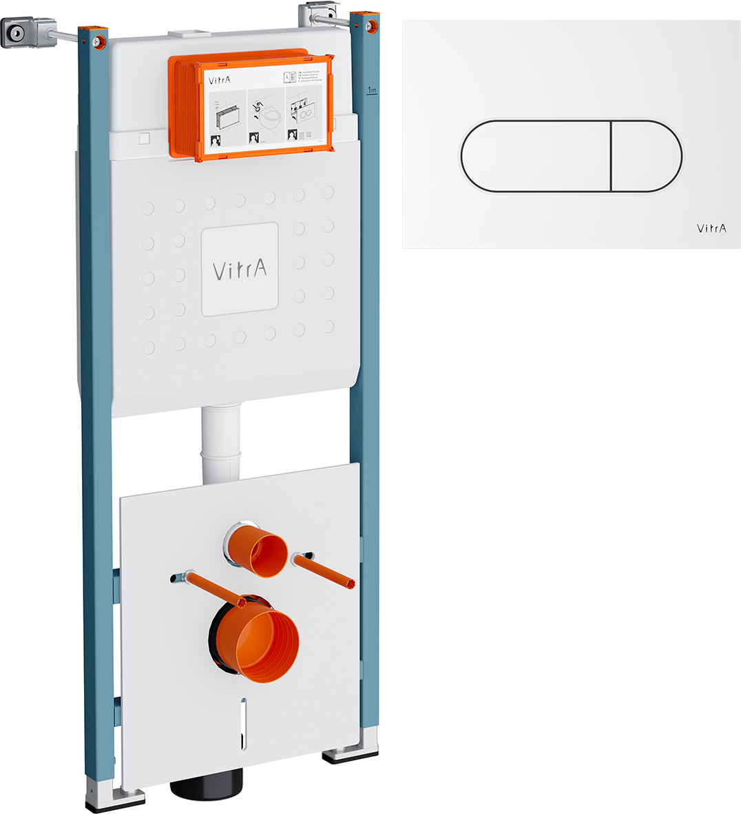 Комплект Инсталляция VitrA V-Fix Core 732-5800-01PV + Кнопка Root Round 740-2200 цвет глянцевый белый