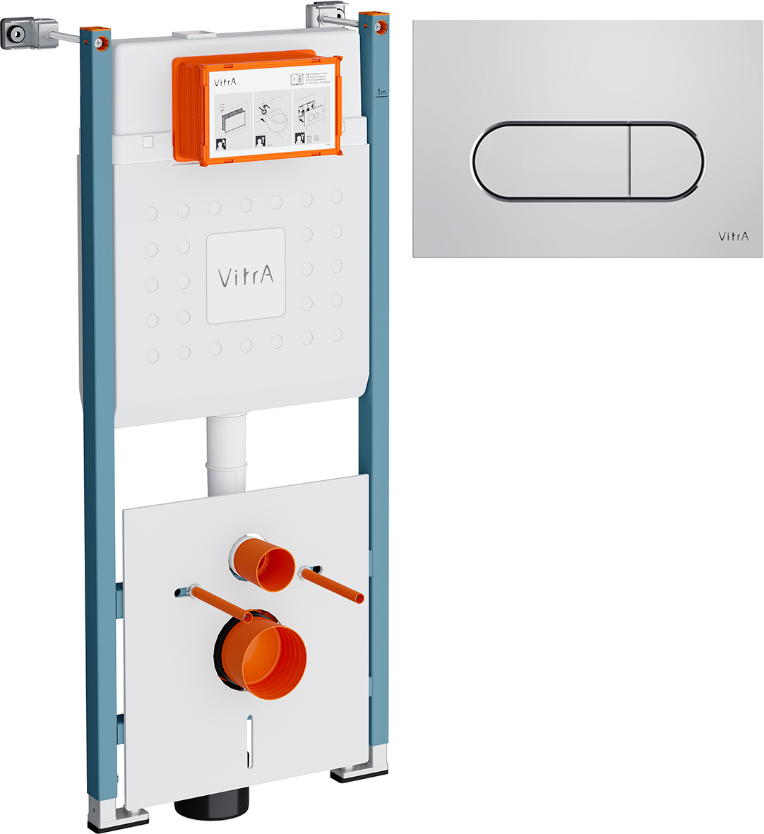 Комплект Инсталляция VitrA V-Fix Core 732-5800-01PV + Кнопка Root Round 740-2280 цвет хром