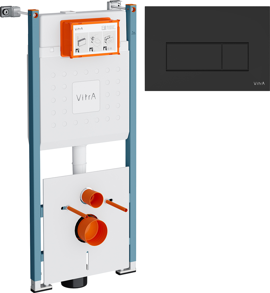 Комплект Инсталляция VitrA V-Fix Core 732-5800-01PV + Кнопка Root Square 740-2311 цвет матовый черный