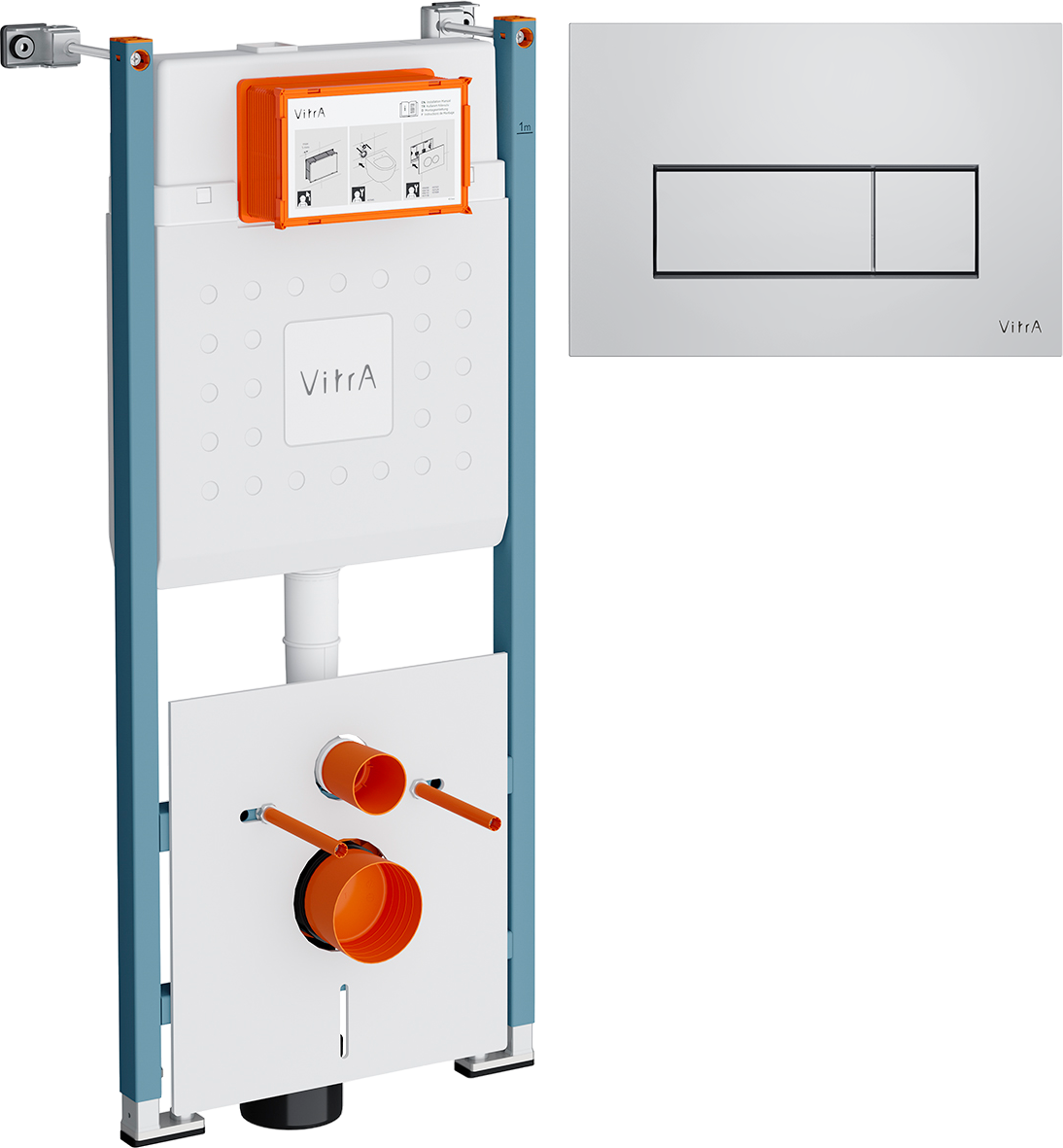 Комплект Инсталляция VitrA V-Fix Core 732-5800-01PV + Кнопка Root Square 740-2380 цвет хром