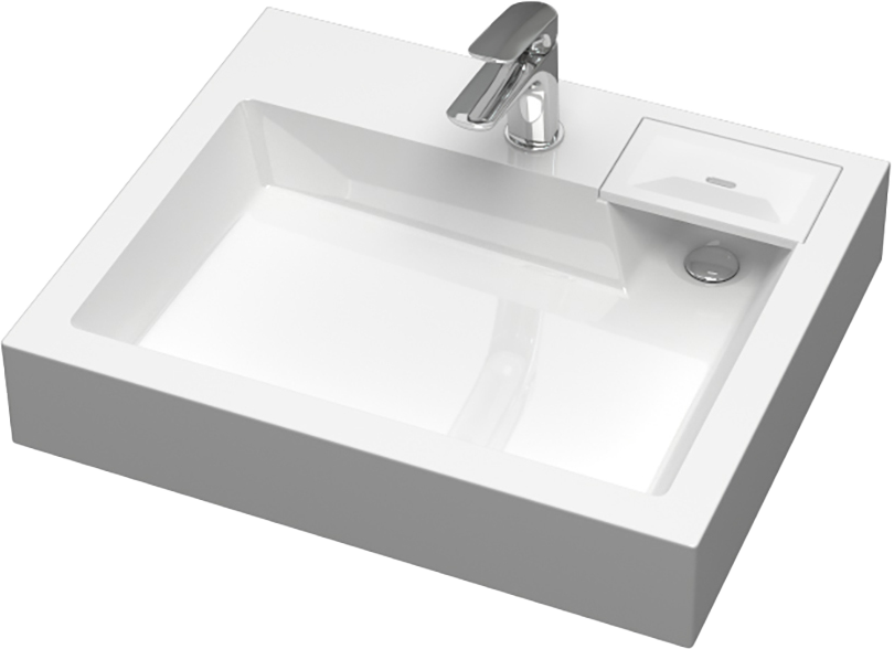 Раковина над стиральной машиной Reflexion Tetra RF6050TE 60 глянцевая белая, прямоугольная, с комплектом кронштейнов