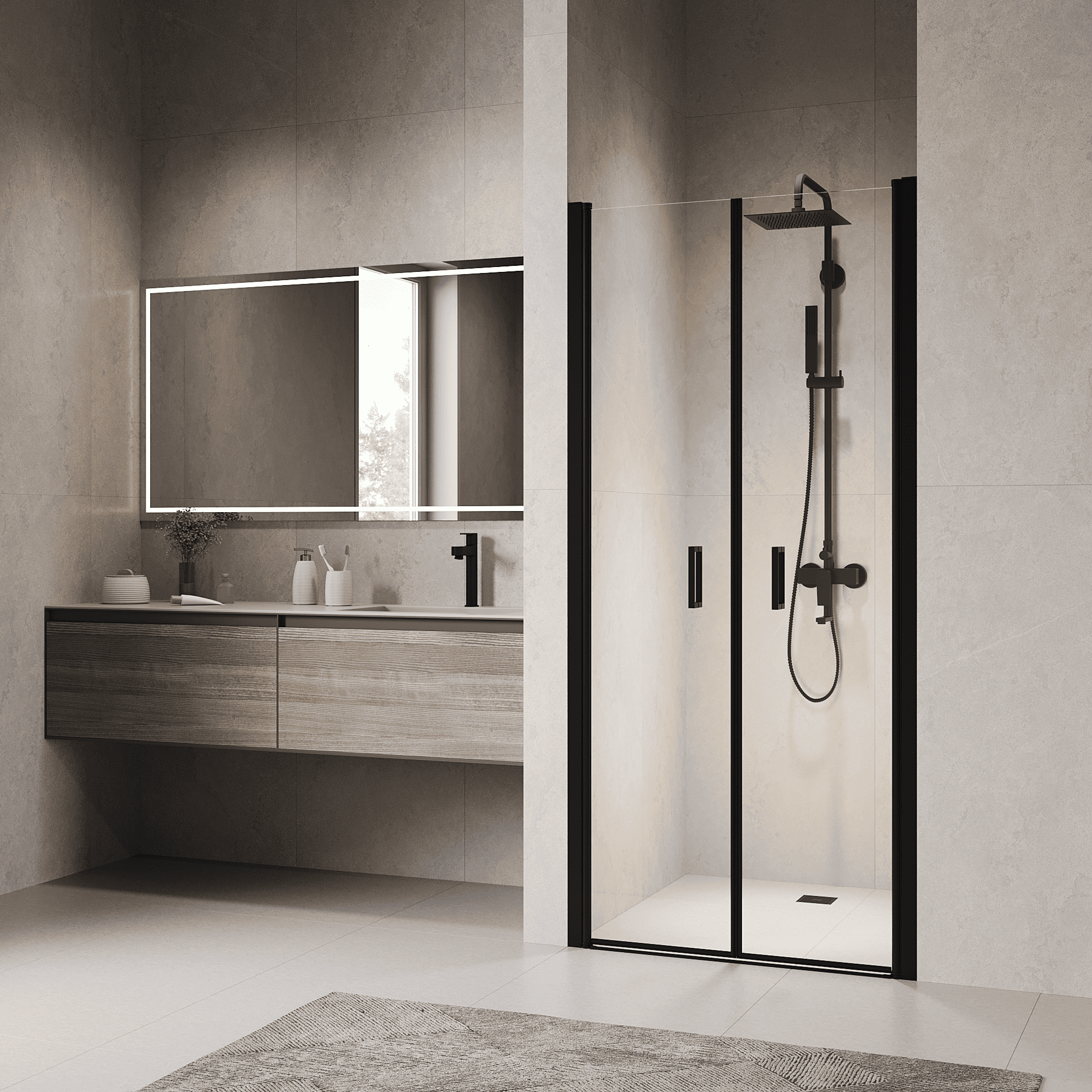 Душевая дверь в нишу RGW Passage PA-104-B 60 см, профиль черный, стекло прозрачное