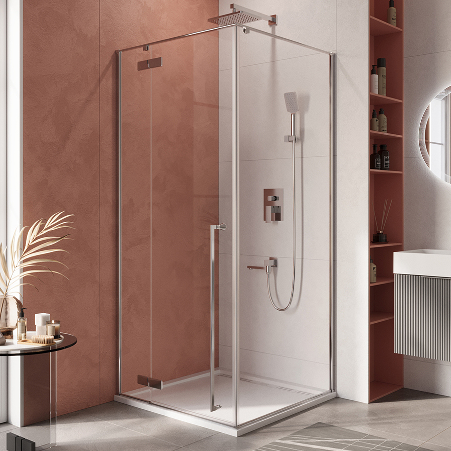 Душевой уголок Cezares Liner A-1 L 100х100 см, профиль хром, стекло прозрачное