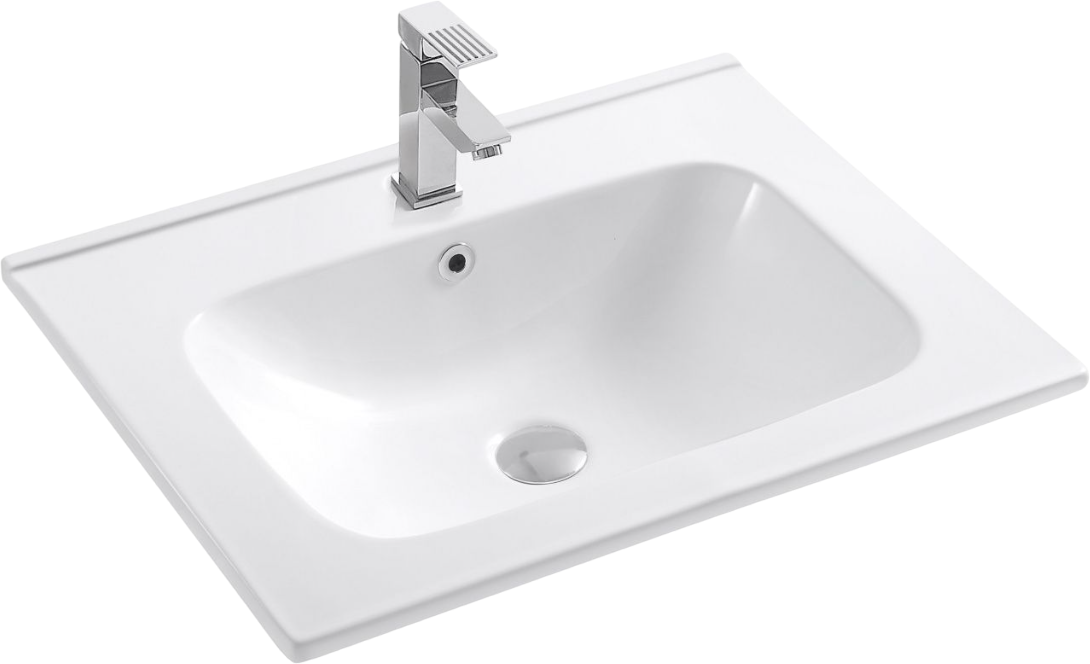 Мебельная раковина Art&Max AM7110-60 накладная, глянцевая белая, прямоугольная, фаянс