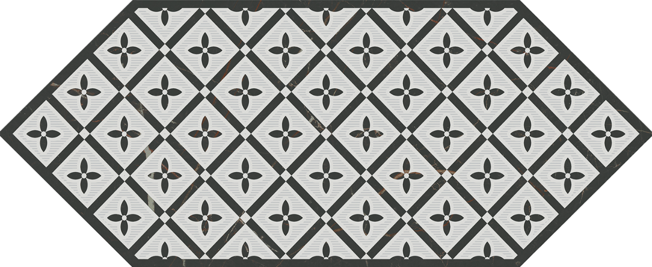 Декор KERAMA MARAZZI Келуш 5 глянцевый, 14х34 черно-белый