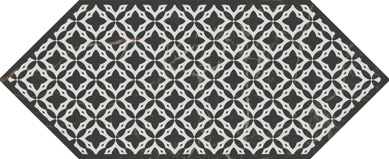 Декор KERAMA MARAZZI Келуш 1 глянцевый, 14х34 черно-белый