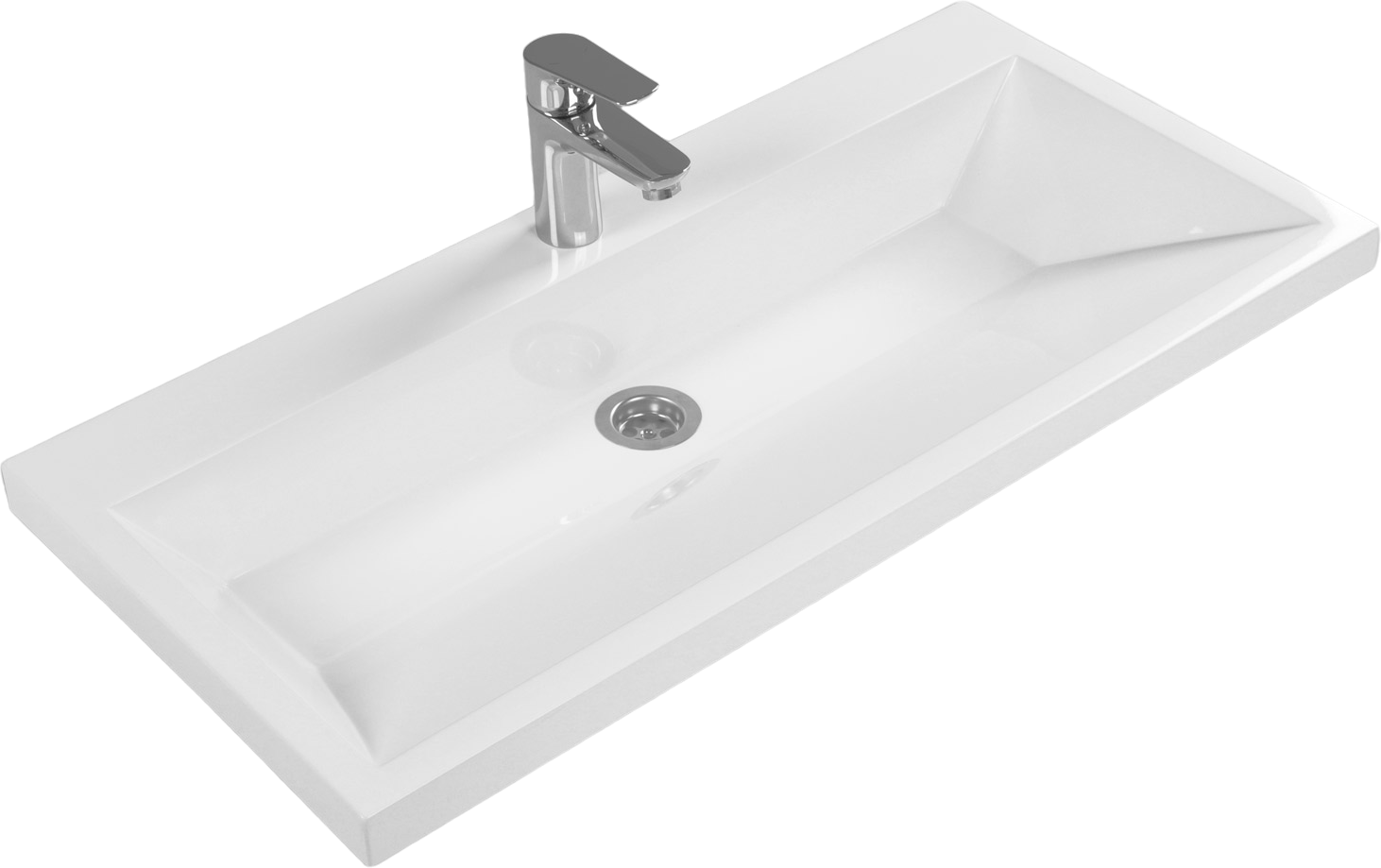 Мебельная раковина Itana Natella 79 накладная, глянцевая белая, прямоугольная, искусственный камень