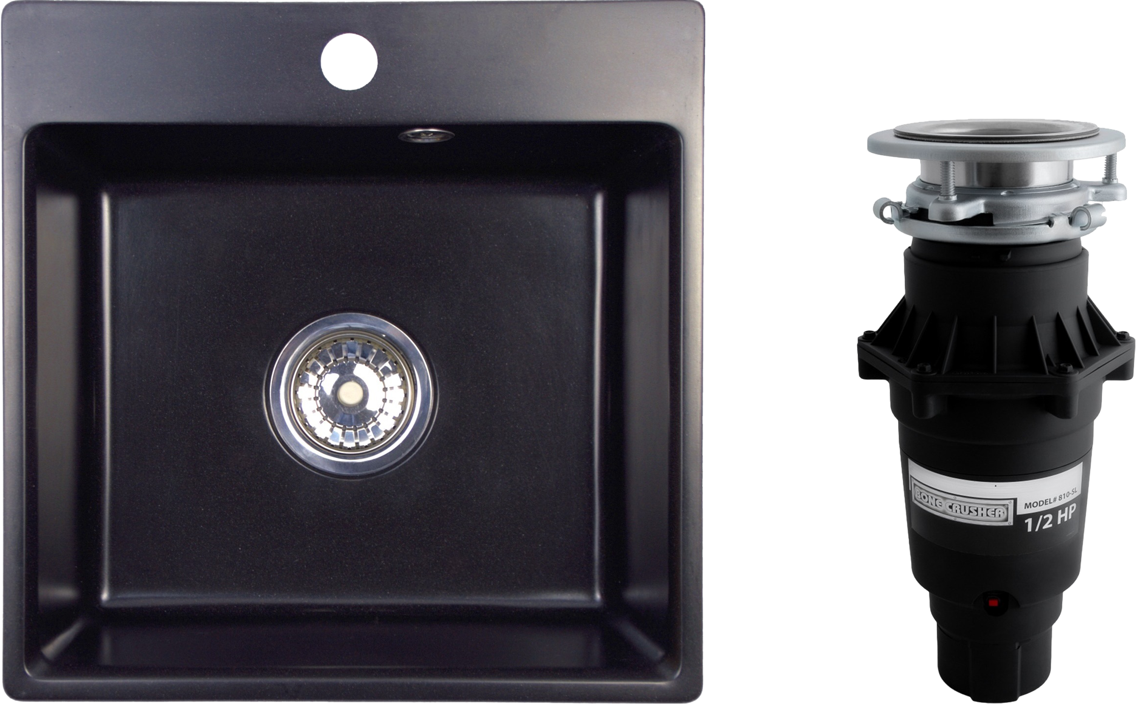 Комплект Мойка NOVA, 44-44, черная + Измельчитель Bone Crusher BC 810-SL Slim Line