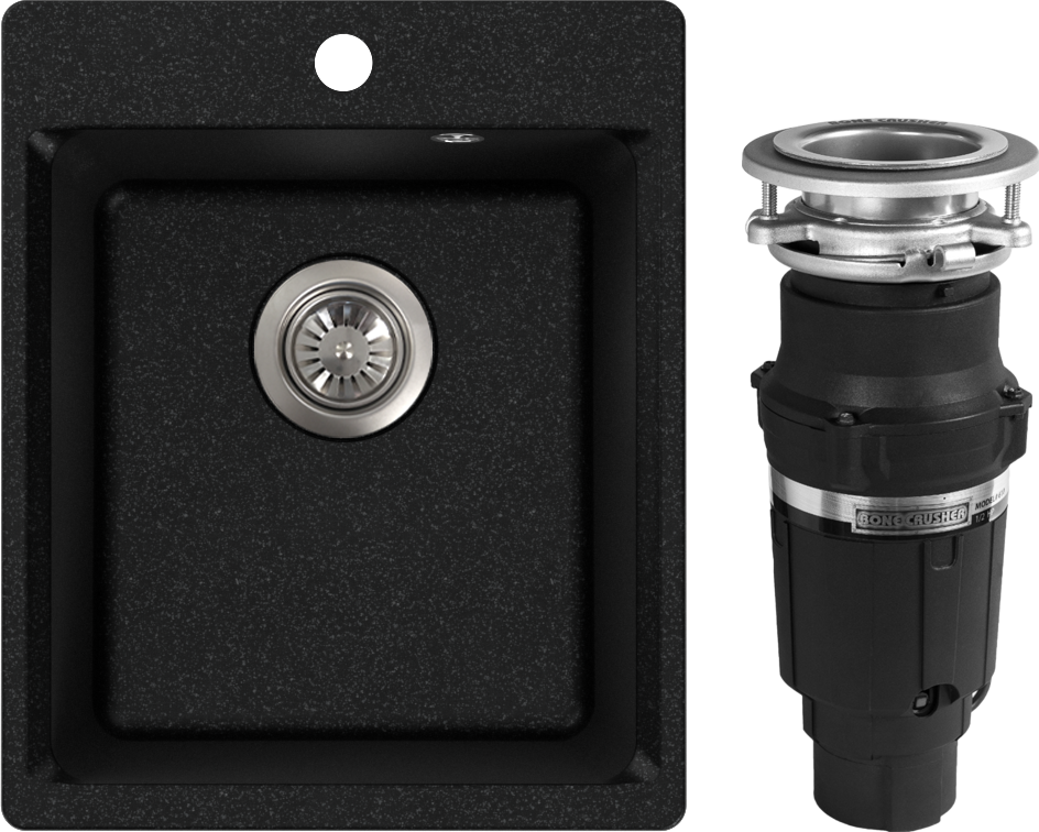Комплект Мойка NOVA, 51-42, черная + Измельчитель Bone Crusher BC 610-AS