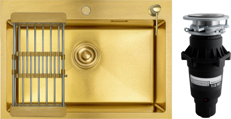 Комплект Мойка РМС MR-6050G, золотая + Измельчитель Bone Crusher BC 810-SL Slim Line