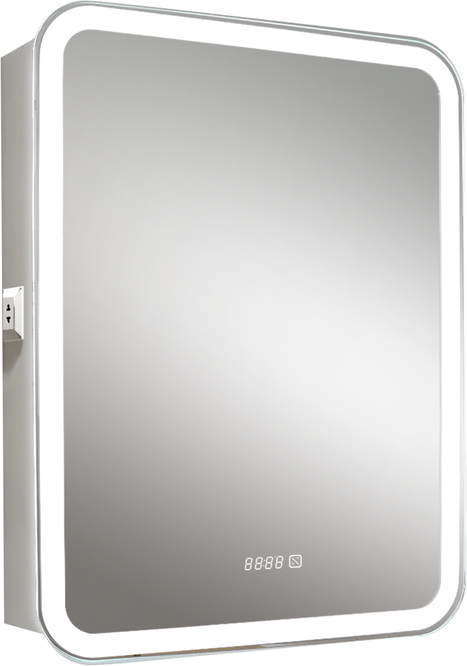 Зеркало-шкаф Silver Mirrors Фиджи 60x80 с подсветкой, с подогревом, с часами, белое