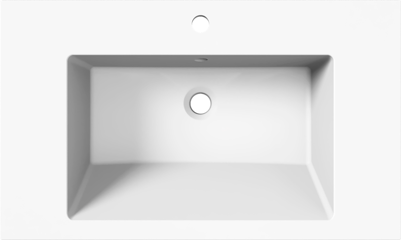 Мебельная раковина Paola Nero 800 ST накладная, матовая белая, прямоугольная, литьевой мрамор