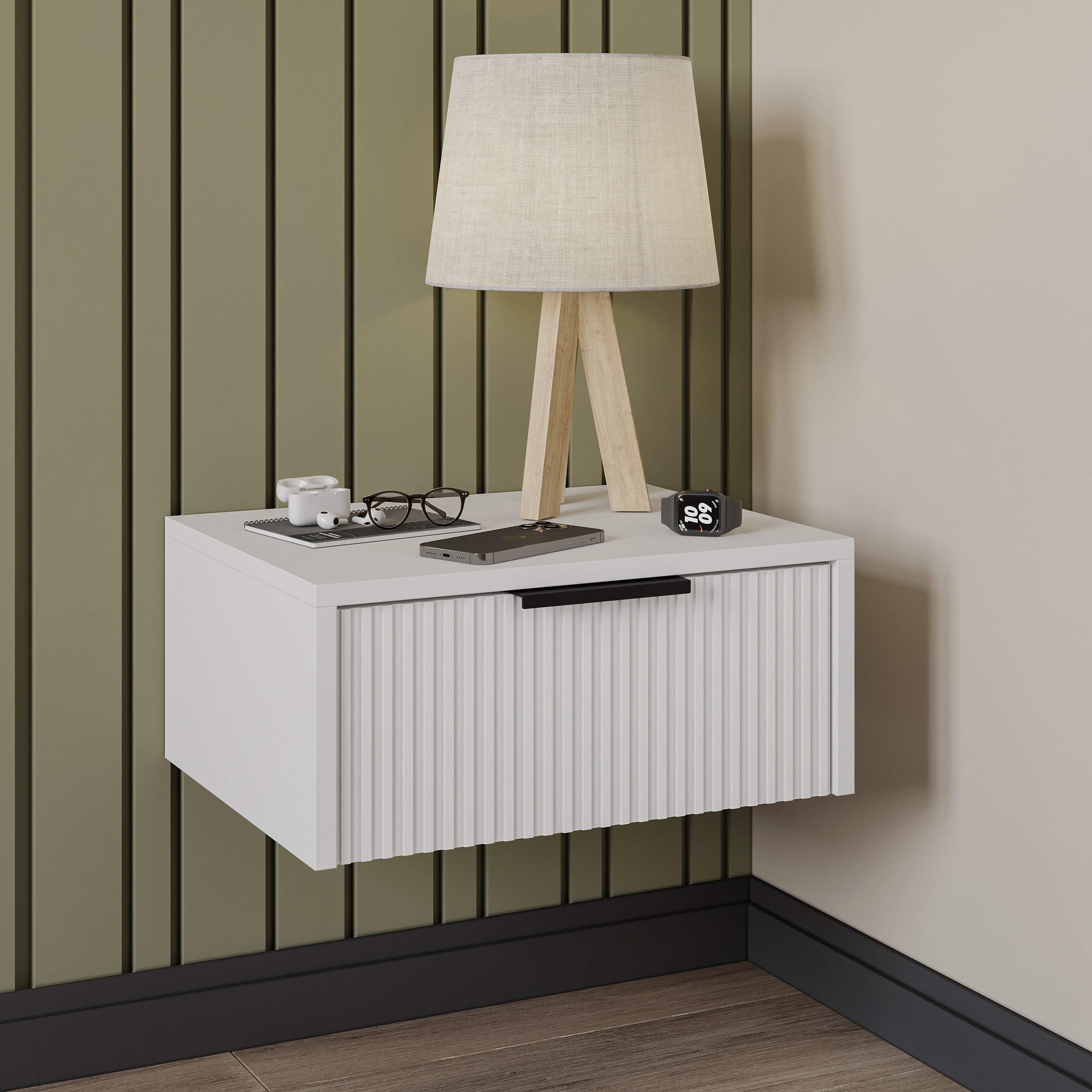 Прикроватная тумба DIWO Краснодар подвесная 45x35x20 белый, ручка черный