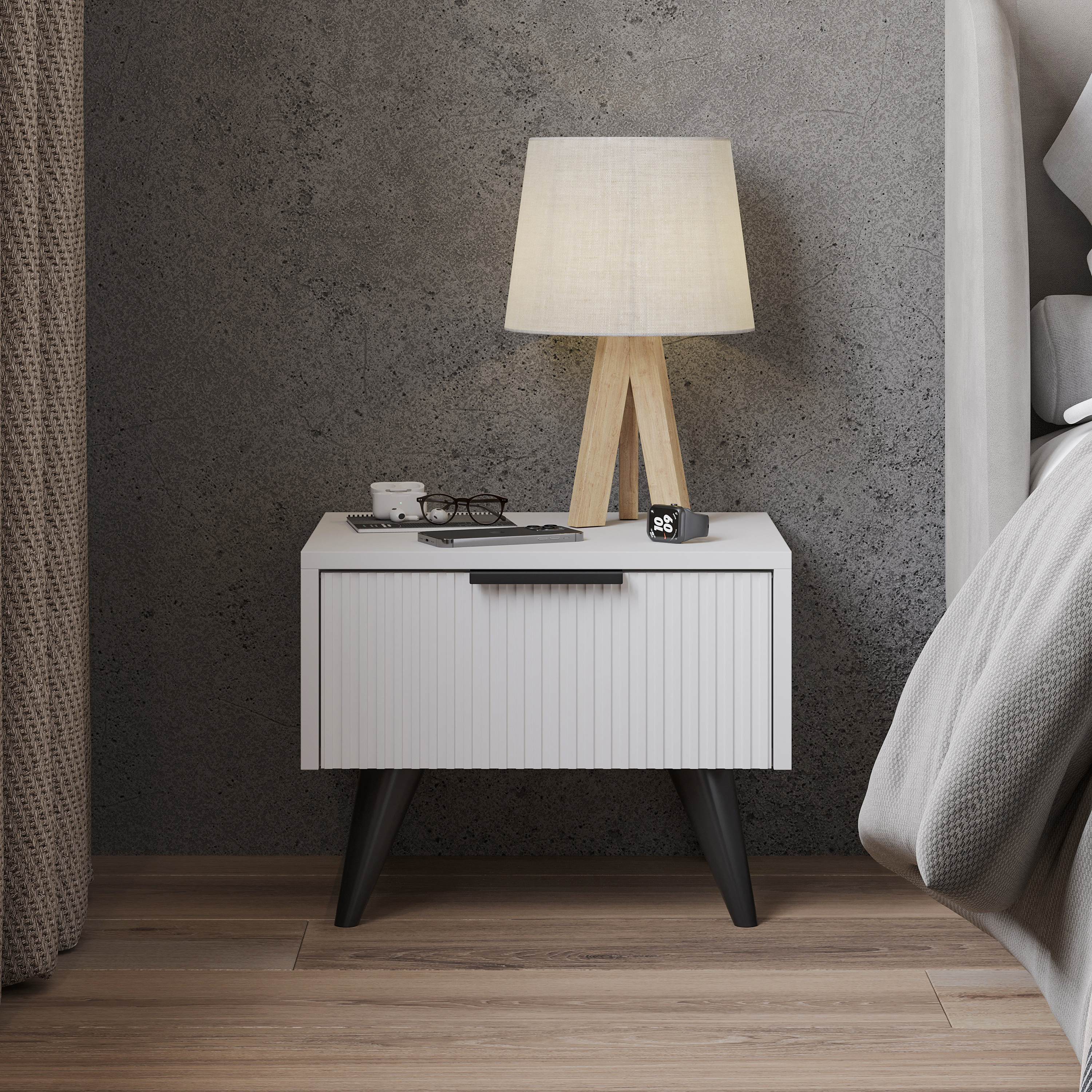 Прикроватная тумба DIWO Краснодар напольная 45x35x35 белая, ручка черная