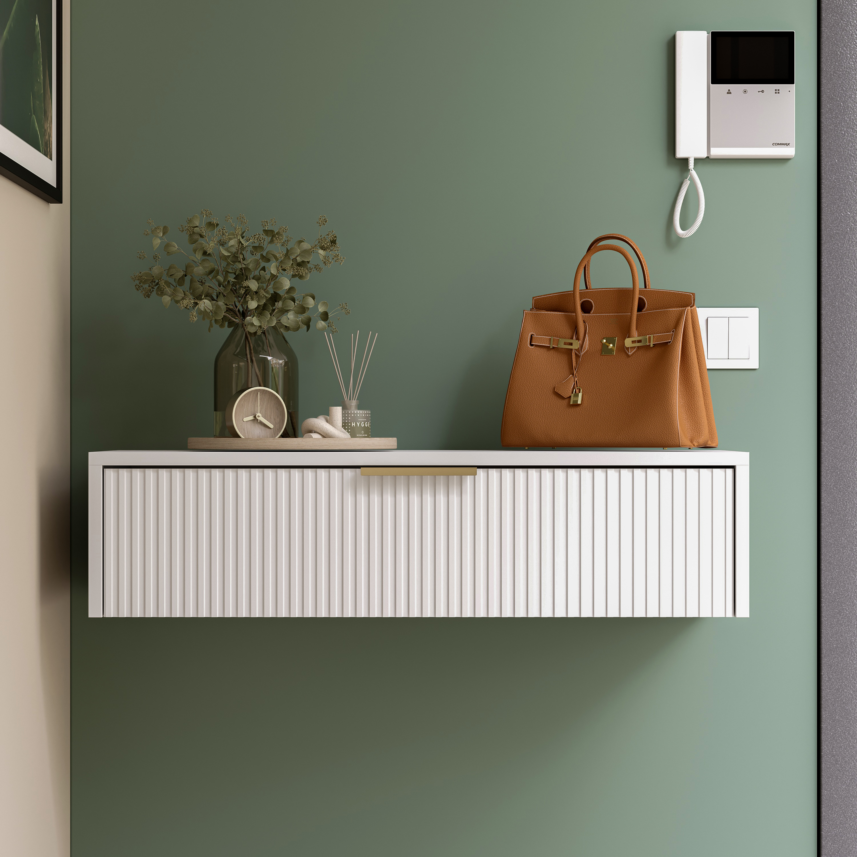 Тумба DIWO Краснодар подвесная консоль 80x35x20 белая, ручка золото