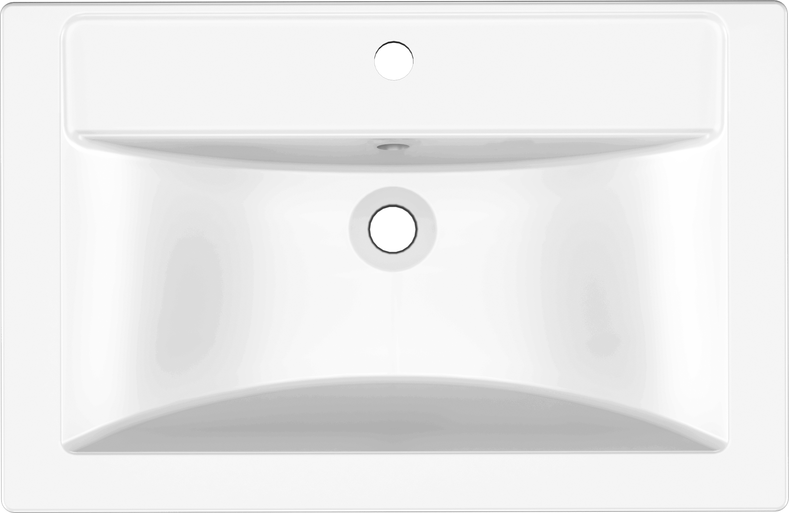 Мебельная раковина Paola Mario 70 накладная, глянцевая белая, прямоугольная, литьевой мрамор