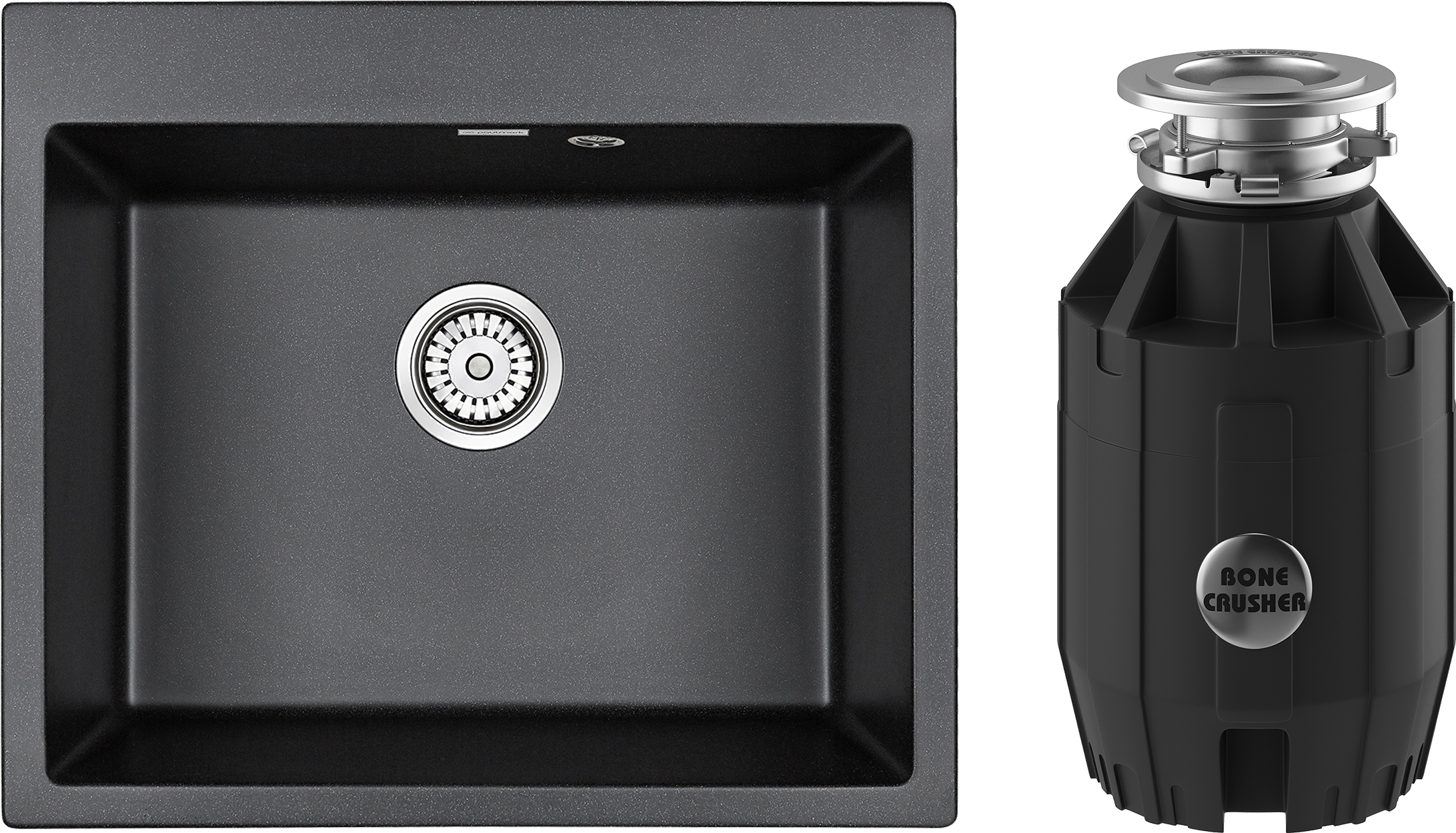 Комплект Мойка Paulmark Kante 60 PM106052-BL, черный + Измельчитель Bone Crusher BC 910-AS