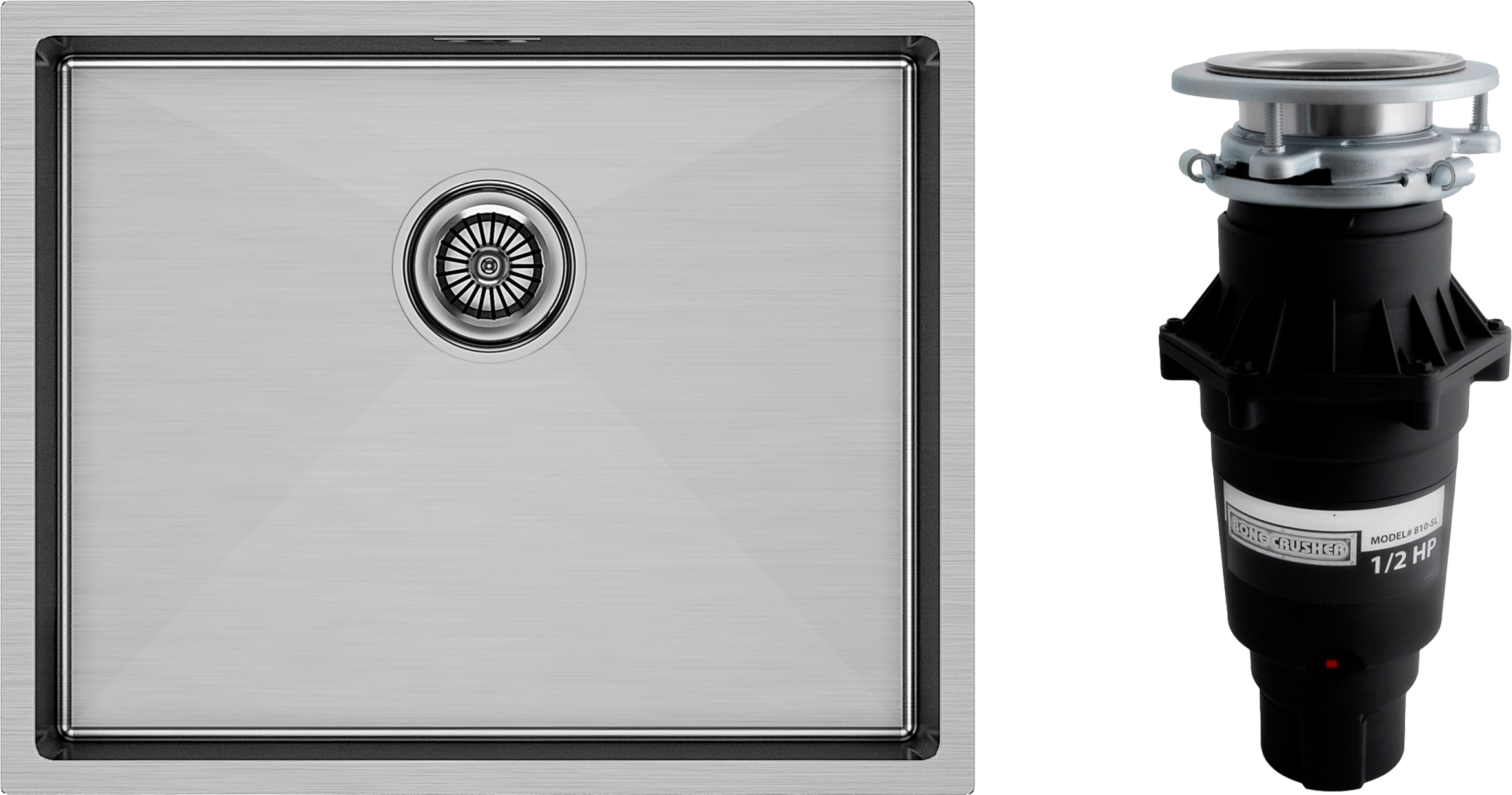 Комплект Мойка Paulmark Next PM215444-BS, брашированная нержавеющая сталь + Измельчитель Bone Crusher BC 810-SL Slim Line