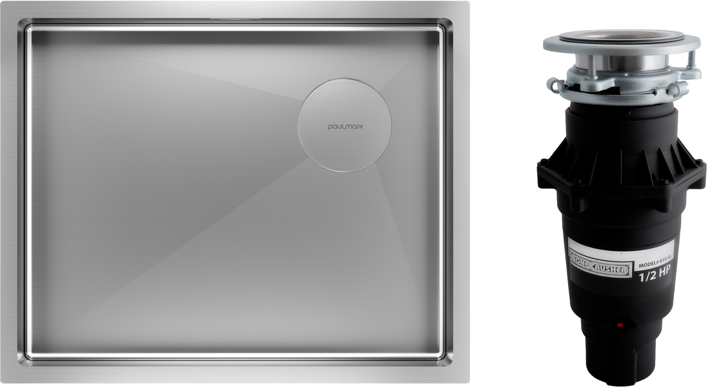 Комплект Мойка Paulmark Next-Skew PM885444-BS, брашированная сталь + Измельчитель Bone Crusher BC 810-SL Slim Line