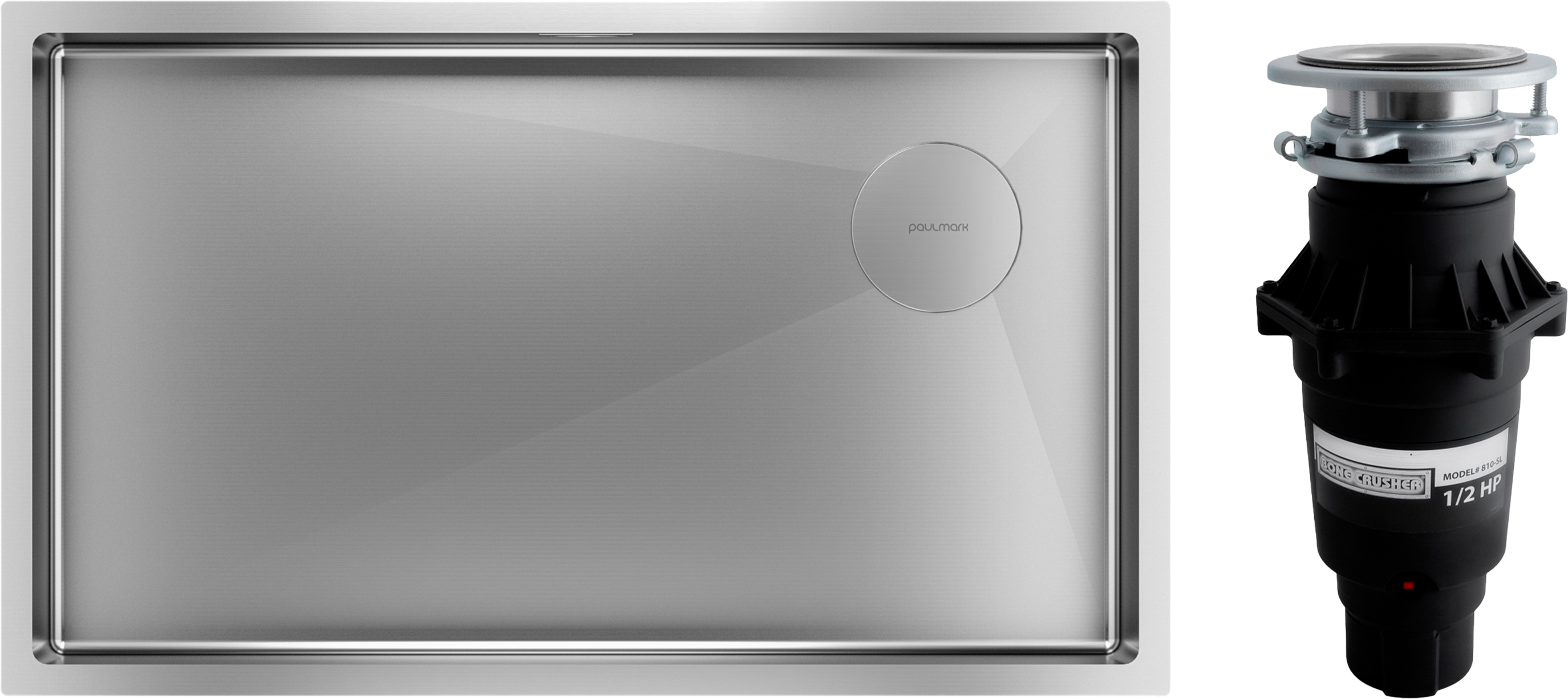 Комплект Мойка Paulmark Next-Skew PM887444-BS, брашированная сталь + Измельчитель Bone Crusher BC 810-SL Slim Line