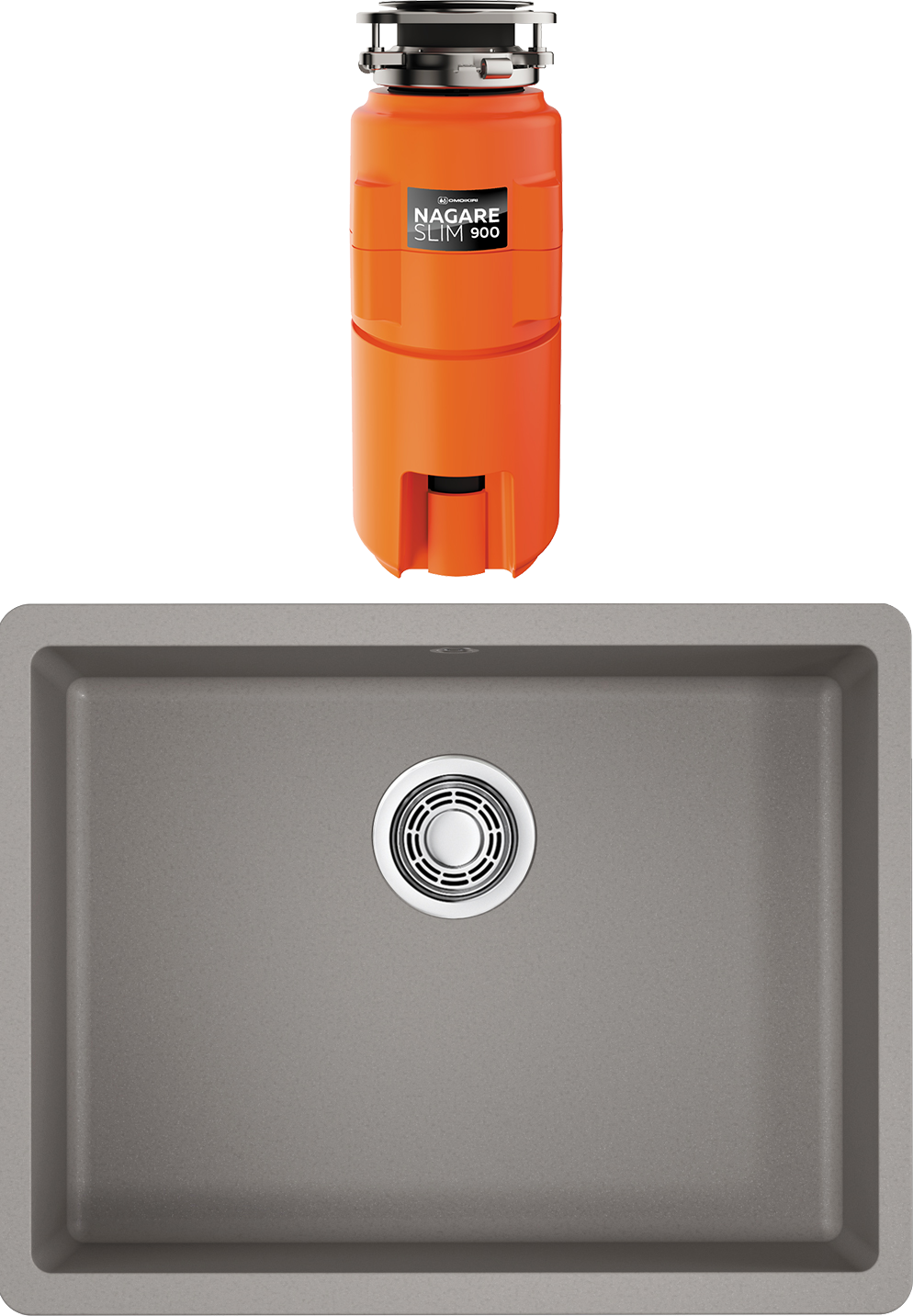 Комплект Мойка Omoikiri Kata 54-U-GR, leningrad grey + Измельчитель Nagare slim 900
