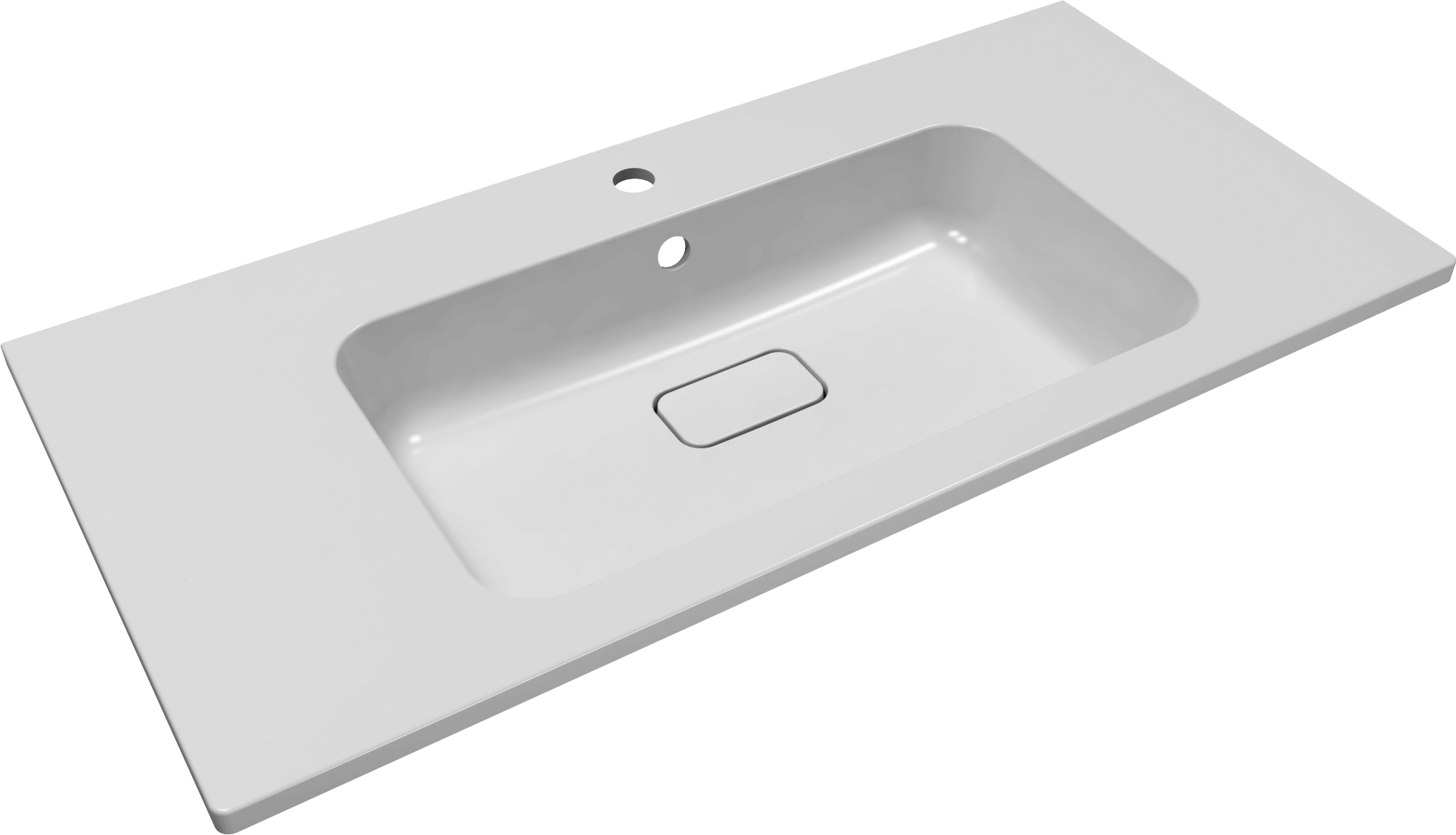 Мебельная раковина Florentina Палермо 100 накладная, глянцевая белая, прямоугольная, литьевой мрамор