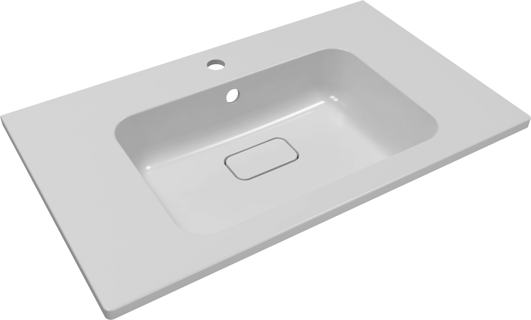 Мебельная раковина Florentina Палермо 80 накладная, глянцевая белая, прямоугольная, литьевой мрамор