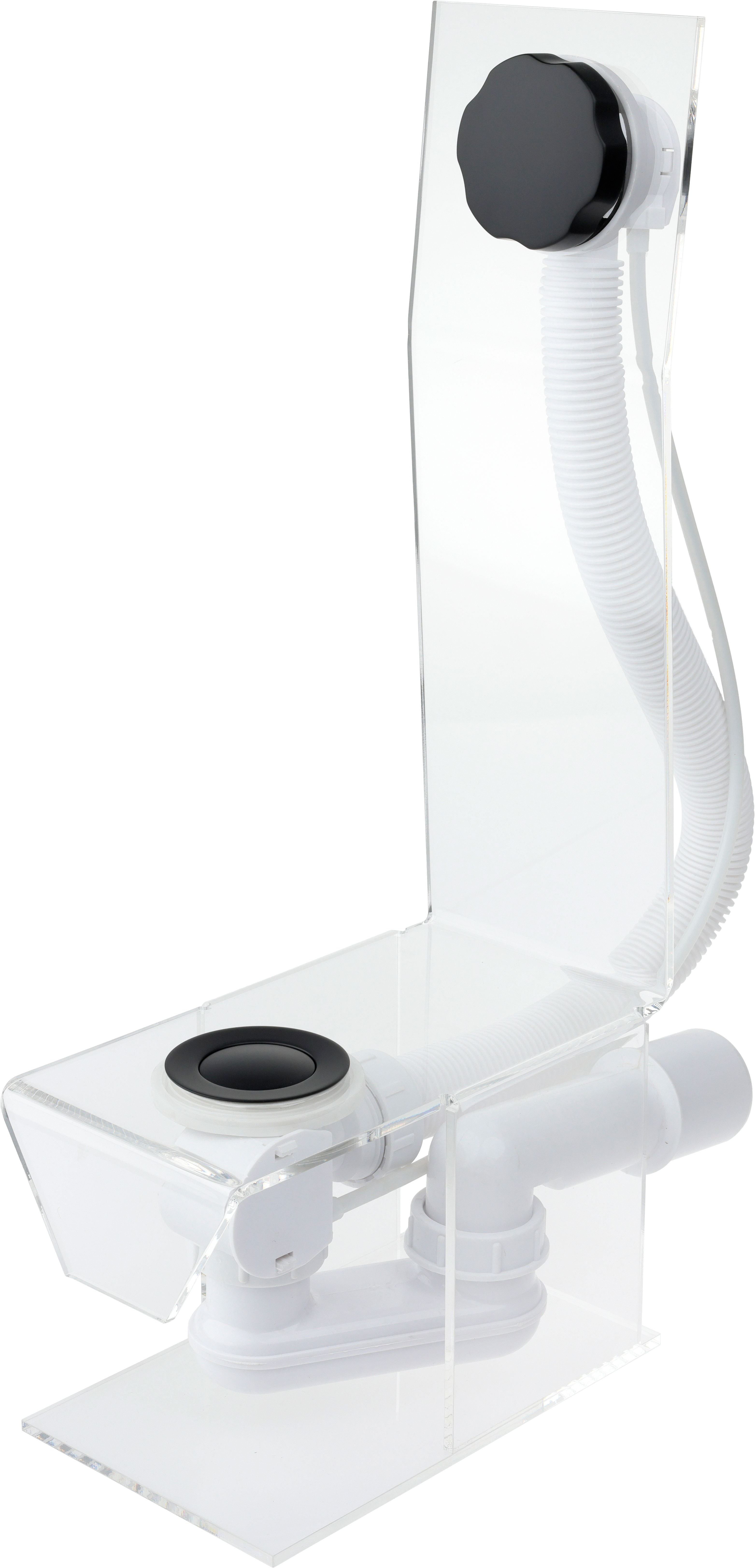 Слив-перелив для ванны VEGA V55R 60BM Э МК 45 мм, полуавтомат, матовый черный, с сифоном