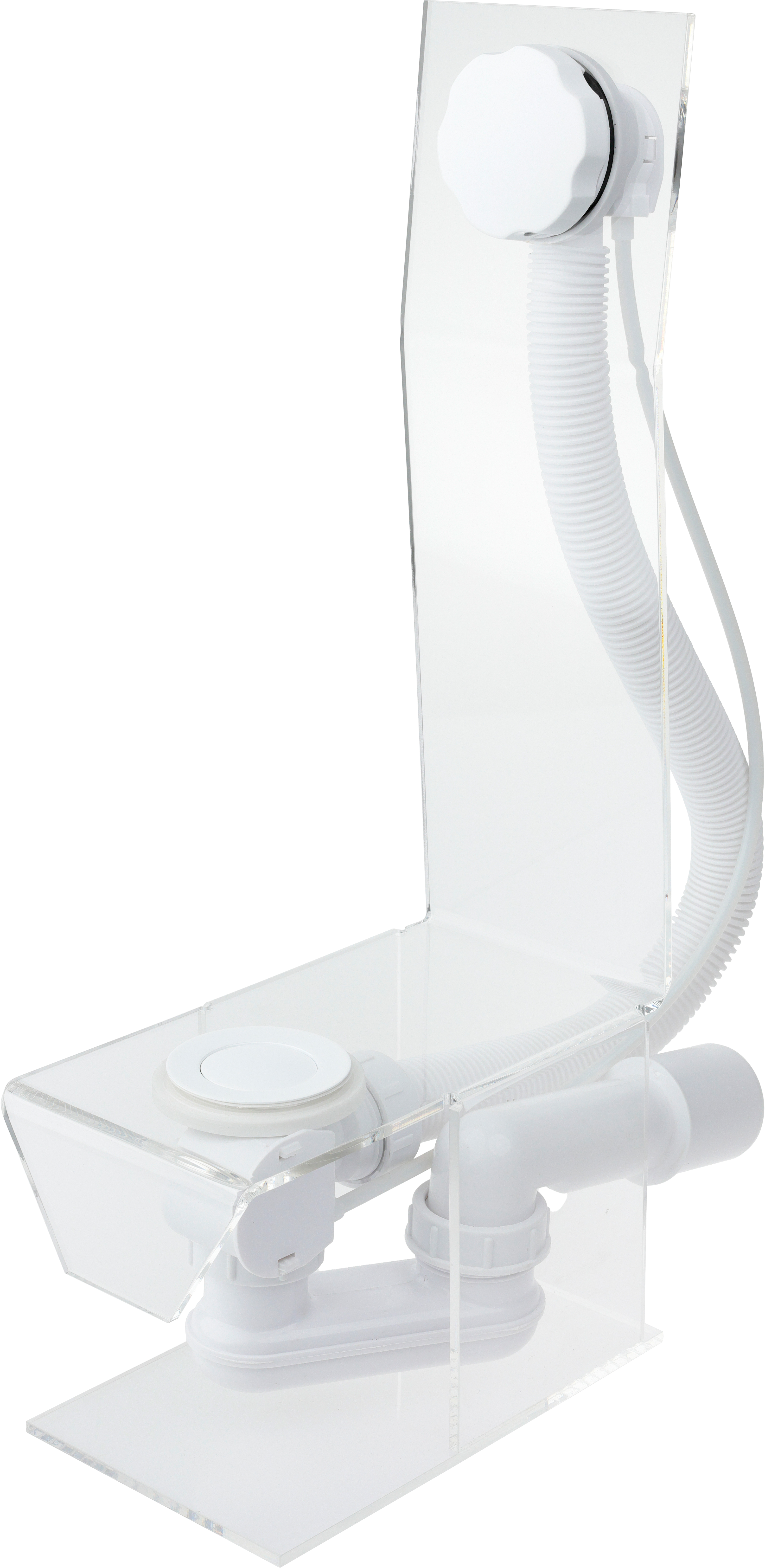 Слив-перелив для ванны VEGA V55R 80WM Э МК 45 мм, полуавтомат, матовый белый, с сифоном