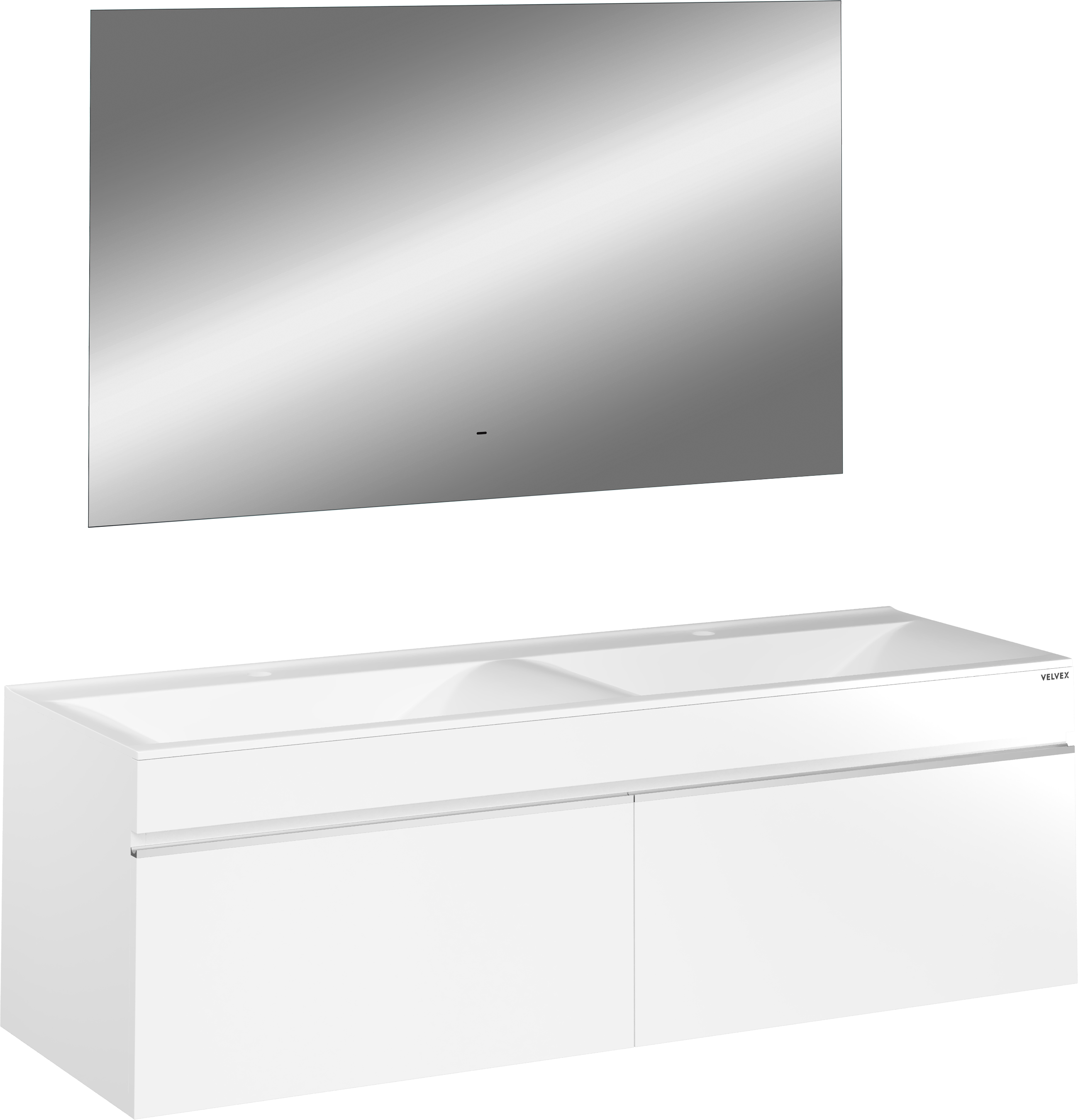 Мебель для ванной комнаты Velvex Pulsus 140 подвесная, белая, зеркало DIWO Элиста