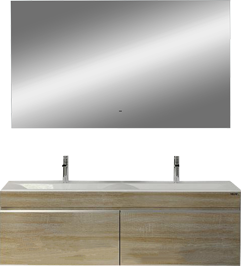 Мебель для ванной комнаты Velvex Pulsus 140 подвесная, дуб, зеркало DIWO Элиста