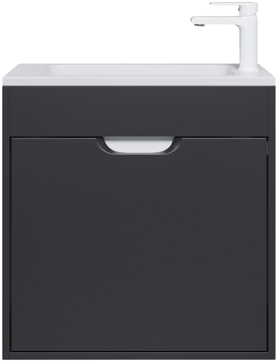Тумба с раковиной Uperwood Modul 60 подвесная, 1 дверца, матовая черная