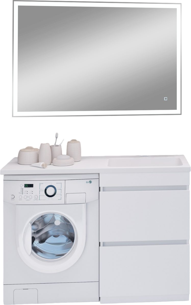Мебель для ванной комнаты Emmy Джерси 110 R под стиральную машину, зеркало DIWO Дмитров