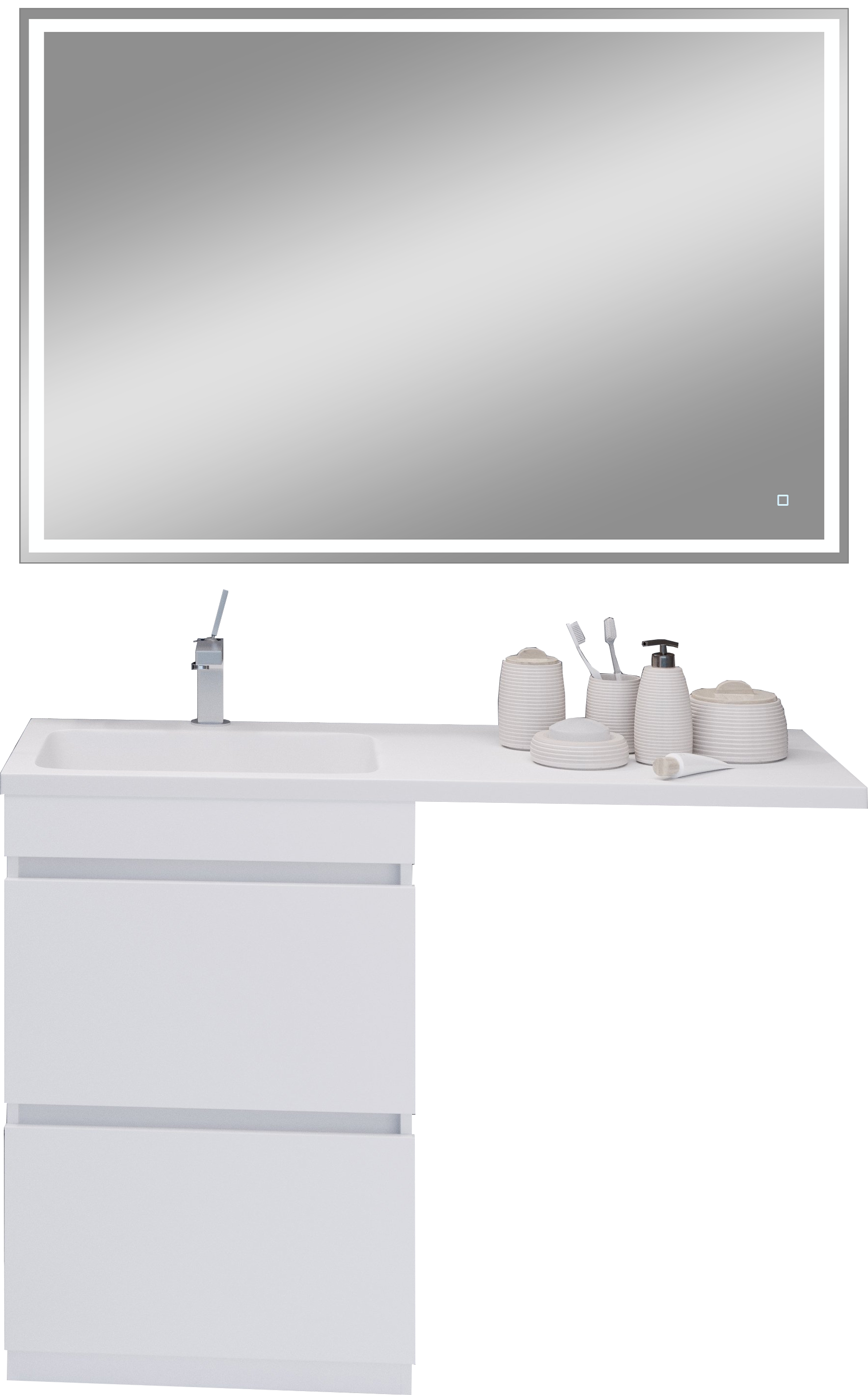 Мебель для ванной комнаты Emmy Джерси 120 L под стиральную машину, зеркало DIWO Дмитров