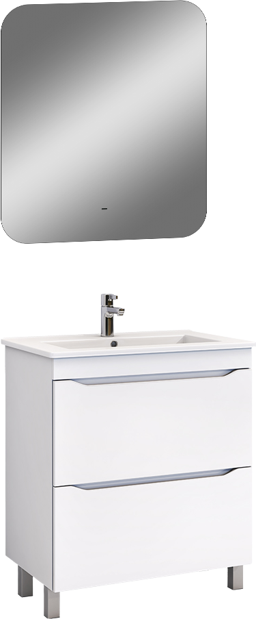 Мебель для ванной комнаты Vigo Grani 60 напольная, 2 ящика, белая, зеркало DIWO Кострома