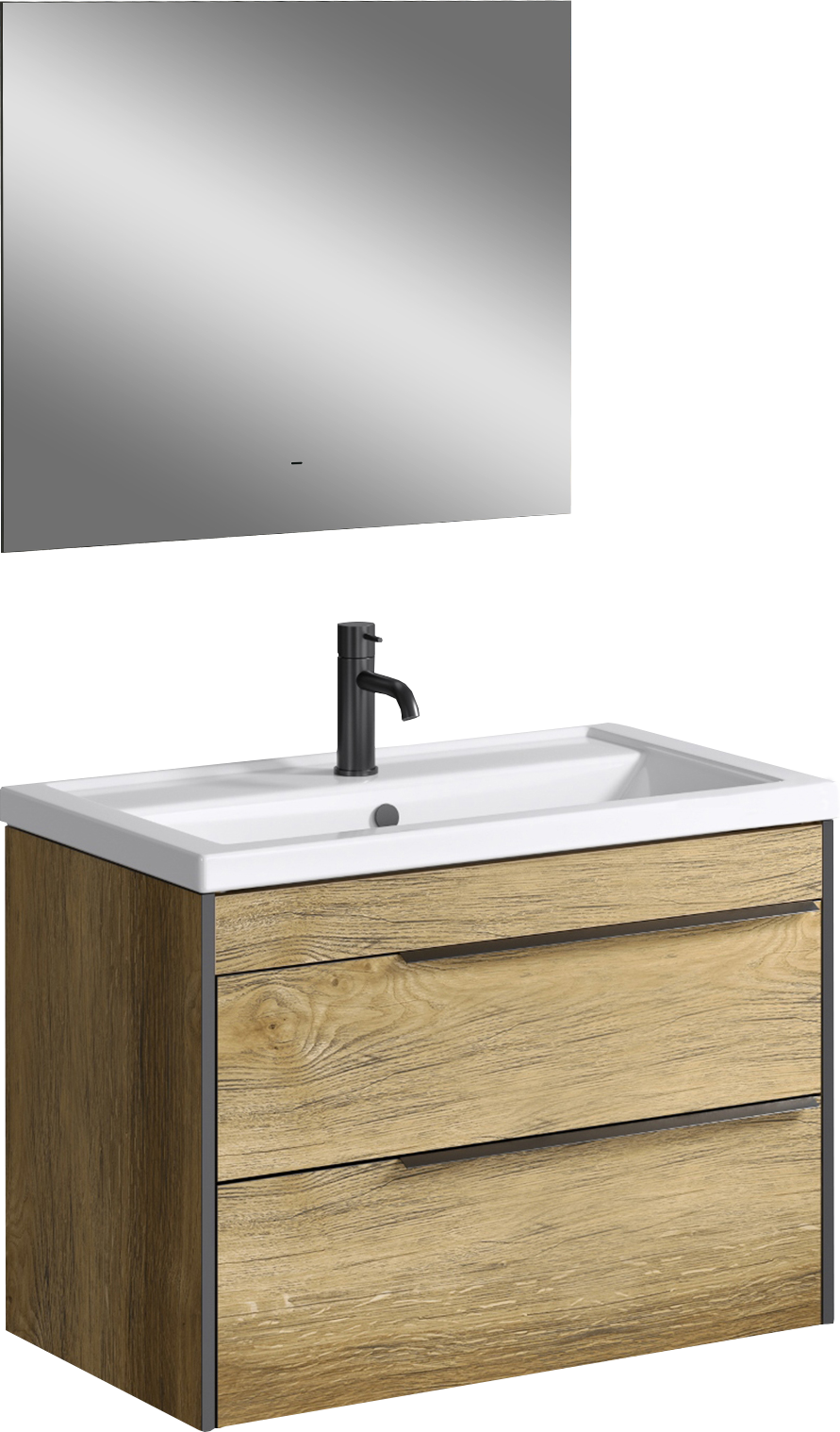 Мебель для ванной комнаты Aqwella Fargo 80 дуб балтийский, зеркало DIWO Элиста