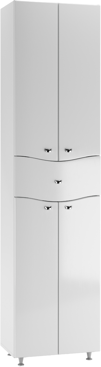 Шкаф-пенал для ванной Айсберг Волна 50 белый, с ящиком