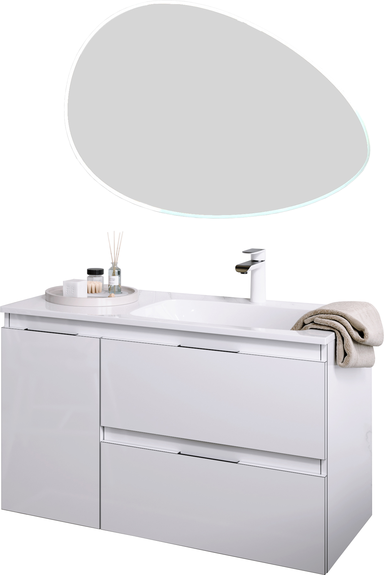 Мебель для ванной комнаты Aqwella 5 stars Accent 90 R белая, зеркало STWORKI Скаген