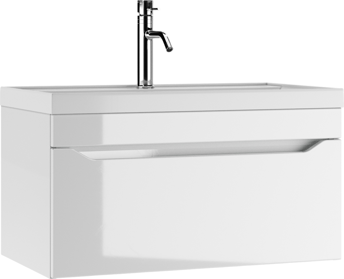 Тумба под раковину без столешницы Айсберг Ева 80 подвесная, 1 ящик, белая