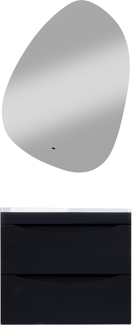 Мебель для ванной комнаты Style Line Бергамо Мини 60 Люкс Plus подвесная, антискрейтч черная, зеркало STWORKI Скаген