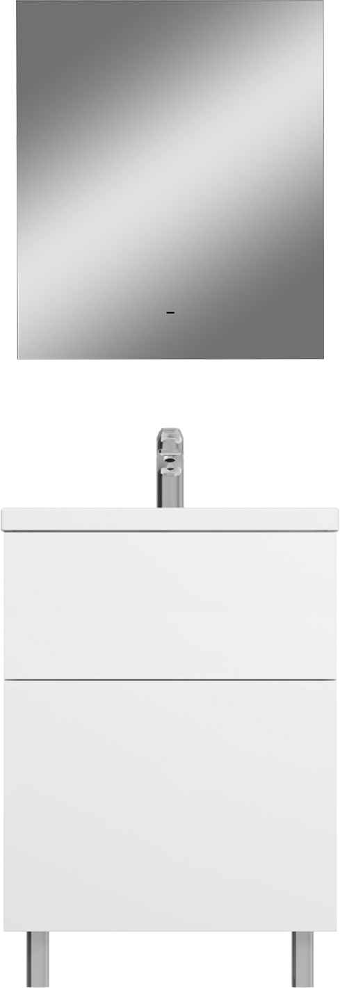 Мебель для ванной комнаты AM.PM Gem 60 белый глянец, с 2 ящиками, зеркало DIWO Элиста