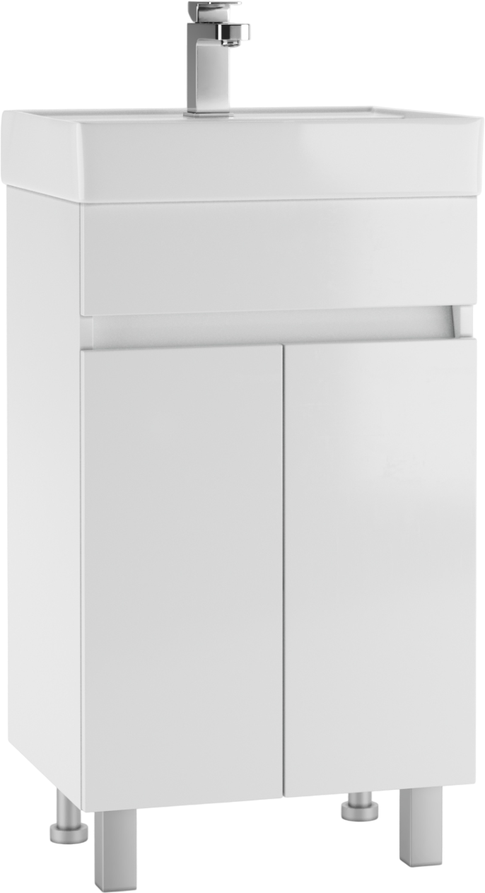 Тумба под раковину без столешницы Айсберг Норма Енисей 50 напольная, 2 дверцы, белая