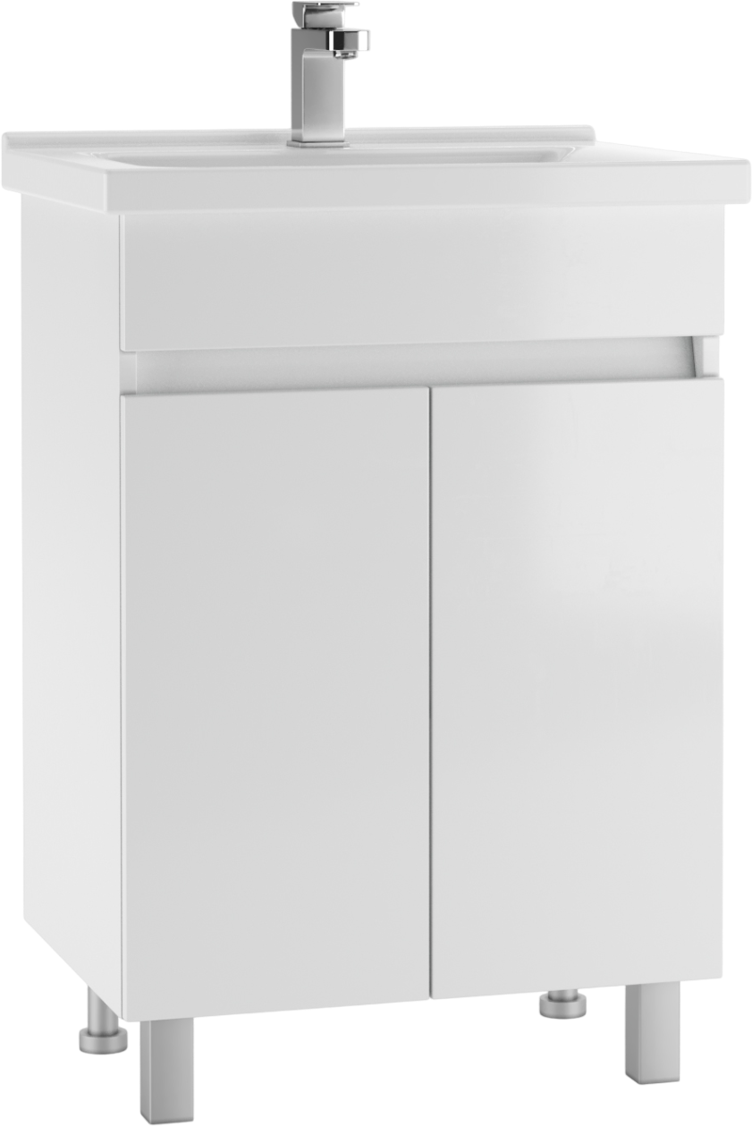 Тумба под раковину без столешницы Айсберг Норма 60 напольная, 2 дверцы, белая