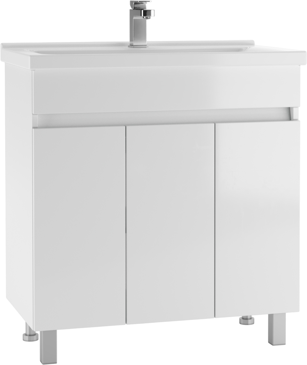 Тумба под раковину без столешницы Айсберг Норма 80 напольная, 3 дверцы, белая