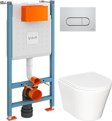 Комплект 2 в 1 Унитаз подвесной Ceramicanova Forma CN3011 + Инсталляция с кнопкой VitrA V-Fix Core 732-5800-01 цвет хром глянец