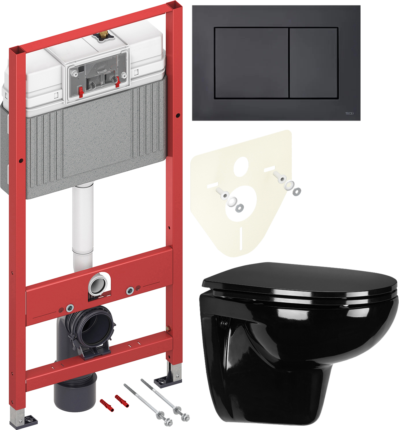 Комплект 2 в 1 Унитаз подвесной Wanfald Lauta 47374100005 + Инсталляция с кнопкой TECE Now 9400414